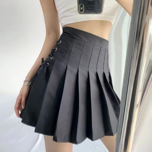 Tie Up Ribbon Skirt - Black / M