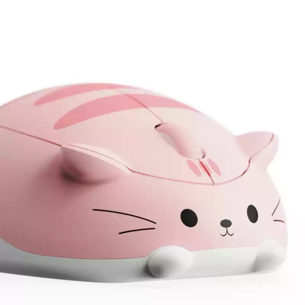 Cat Computer Mouse Cute Wireless Mice Kawaii Gaming Room Decor 2.4G Wireless - Pink