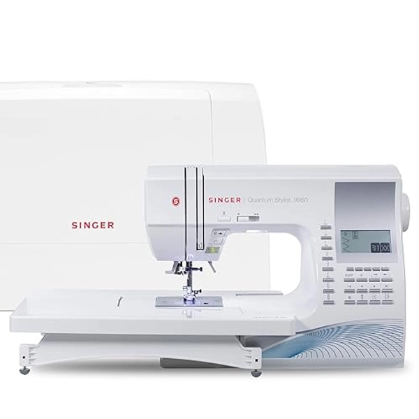 SINGER Quantum Stylist 9960 Computerized Sewing & Quilting Machine with Extension Table, Hard Case & Accessories | 600 Stitches, Lettering, LED Light, 1-Step Buttonhole & High-End Touch Controls