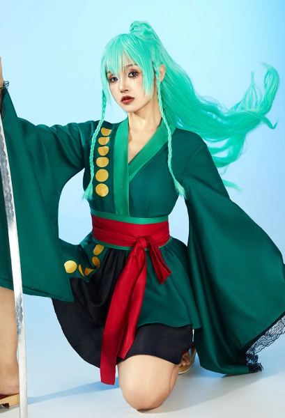 OP Zoro Cosplay Kostüm Kimono Top Rock mit Obi und Gürtel