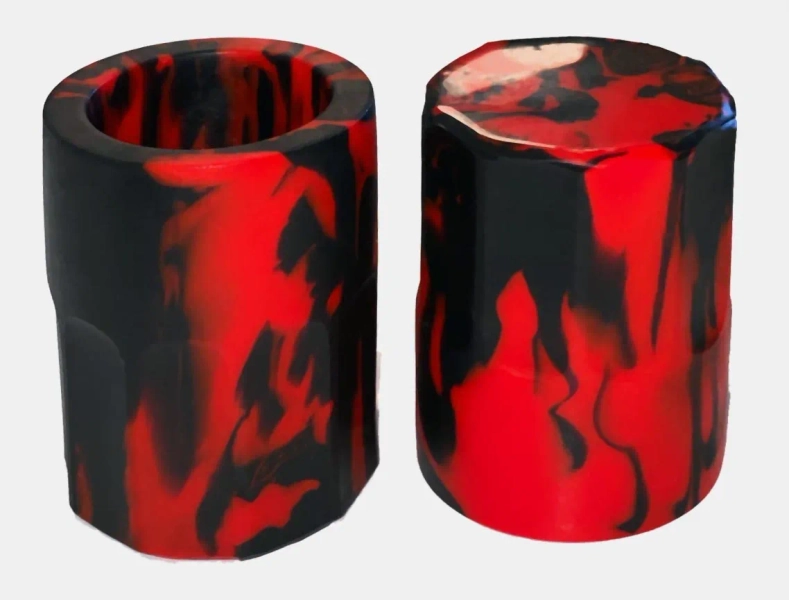 HOGNIPS-2 hugest thik-grip nipsuckers OXBALLS LIQUID PLATINUM SILICONE: red/black swirl (Color: Red/Black)