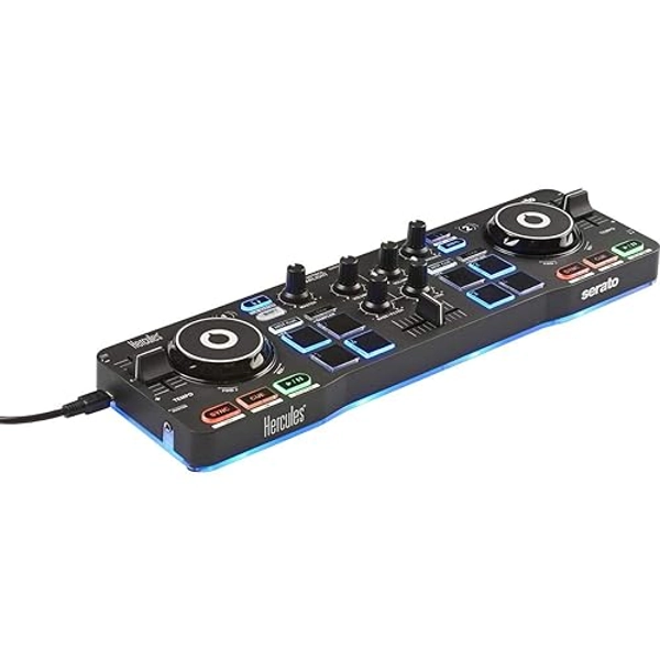 Hercules DJ DJControl Starlight | Pocket USB DJ Controller with Serato DJ Lite, Touch-Sensitive Jog Wheels, Built-in Sound Card and Built-in Light Show