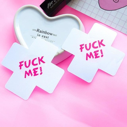 Naughty Nipple Covers - White/Hot Pink Fuck Me