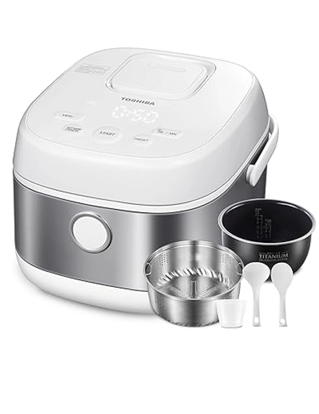 TOSHIBA Rice Cooker Induction Heating, Low Carb Rice Cooker Low Sugar Digital Steamer, 5.5 Cups Uncooked Japanese Rice Cooker, 8 Cooking Functions, 24H Timer & Auto Keep Warm