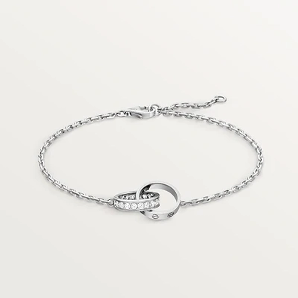 LOVE bracelet, on chain, White gold, diamonds - Cartier