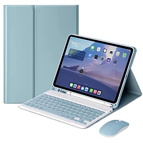 YEEHi Color Keyboard for iPad Mini 6th Generation Keyboard Case with Mouse Cute Detachable Removable Wireless Bluetooth Keyboard Cover for iPad Mini 6 2021 (Mist Blue) - iPad Mini6 - Mist Blue