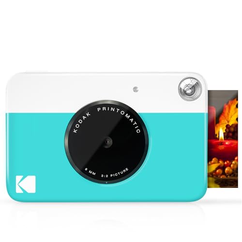 KODAK Printomatic Digital Instant Print Camera - Full Color Prints On ZINK 2x3" Sticky-Backed Photo Paper (Blue) Print Memories Instantly - Blue - Camera