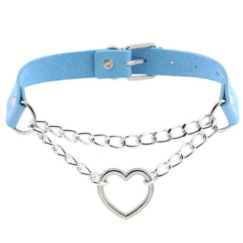 Chained Valentine Choker (15 Colors) - Light Blue
