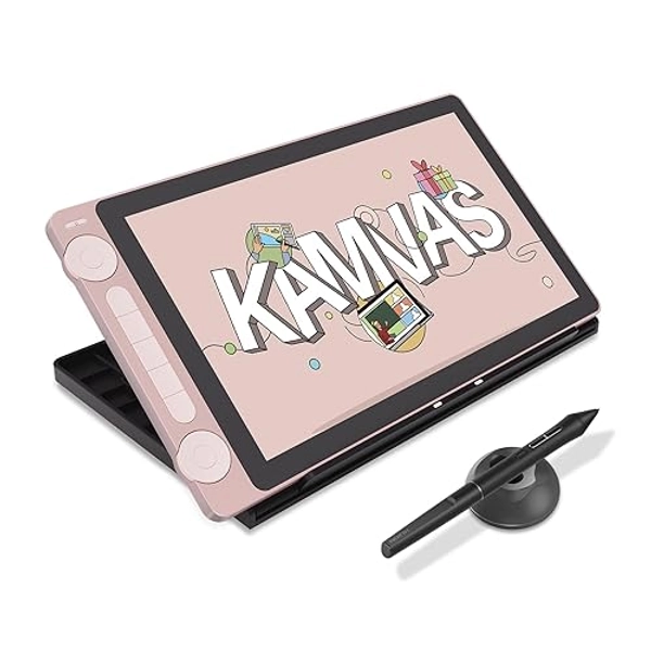 2024 HUION Kamvas 13 (Gen 3) Drawing Tablet with Screen, 13.3" Full-laminated Art Tablet with Anti-sparkle Canvas Glass, 99% sRGB, PenTech 4.0, 16384 Pen Pressure, Dual Dial for PC, Mac, Android, Pink