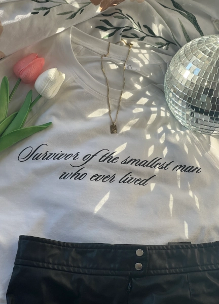 Survivor of the smallest man who ever lived / Tortured poets / TTPD Taylor Merch tshirt /crewneck / / baby tee/ exboyfriend / birthday gift