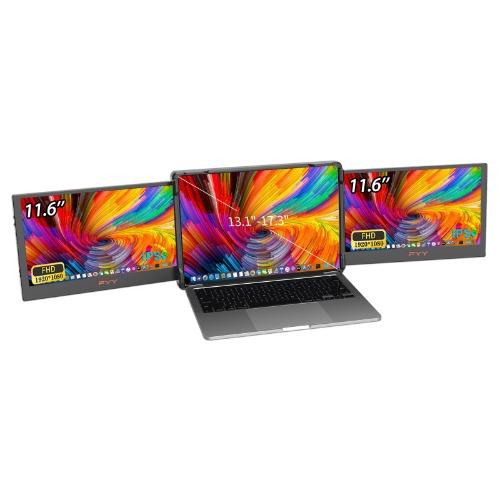 FYY 11.6'' Foldable Triple Portable Monitor For 13.1''-17.3'' Laptops | Black