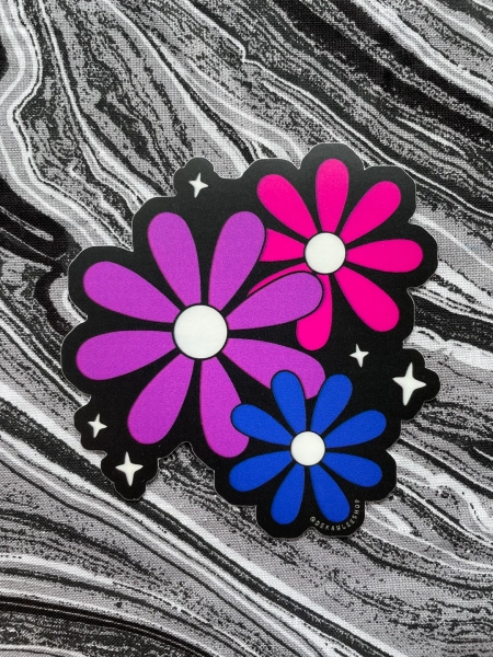 Bisexual Daisies Sticker Large Flowers Pride Bi Flag Purple Blue Pink Sparkles Queer Laptop Car Subtle LGBTQ Pride Cute Flowers - Etsy.de