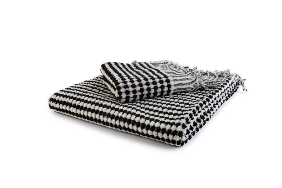 Black and White Soft Turkish Cotton Bath Towel and Hand Towel Set , Bridesmaid Gift, Handwoven Cotton Bath Towel, Cotton Peshtemal, Bath Set