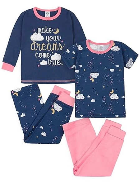Gerber Baby Girls' Toddler Snug Fit 4-Piece Pajama Set
