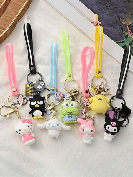 Sanrio 1/7pcs Sanrio Hello Kitty Waterproof Key Accessories, Kuromi Silicone Anti-Tarnish Key Chains, Cute Cinnamoroll Lightweight Anti-Lost Backpack Decorations, Birthday, Christmas, Halloween Gifts, Authorized By Sanrio