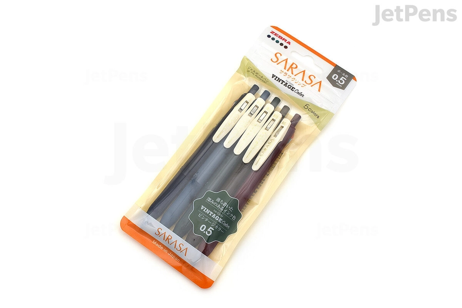 Zebra Sarasa Clip Gel Pen - 0.5 mm - Vintage Color 1 - 5 Color Set
