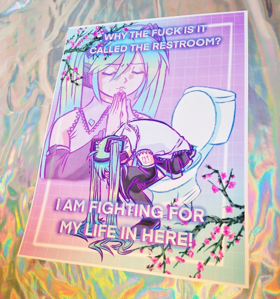 Fighting for her life on the toilet meme 11 x 14 print
