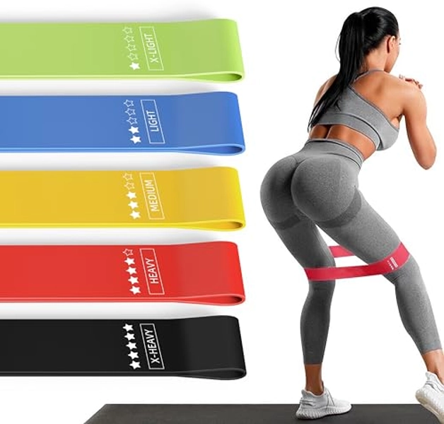 Resistance Loop Exercise Bands, Resistance Bands Exercise Bands for Home Fitness, Stretching, Strength Training, Physical Therapy,Elastic Workout Bands for Women Men Kids, Set of 5
