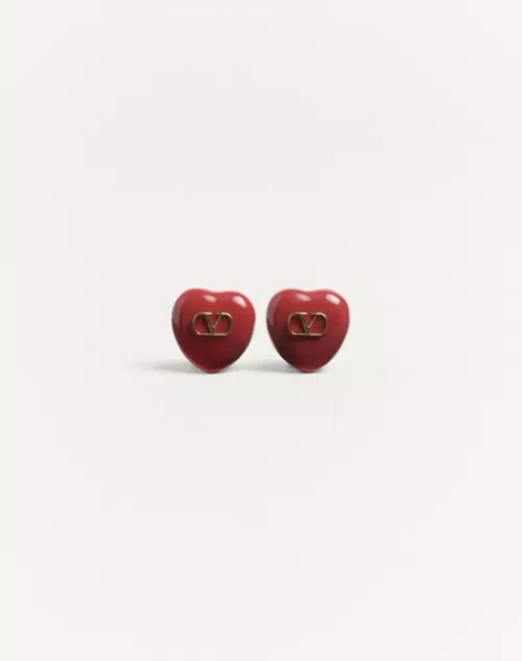 Valentino Coeur Royal Earrings In Metal And Enamel