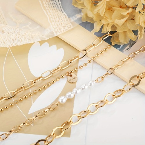 4 pcs gold bracelet stack