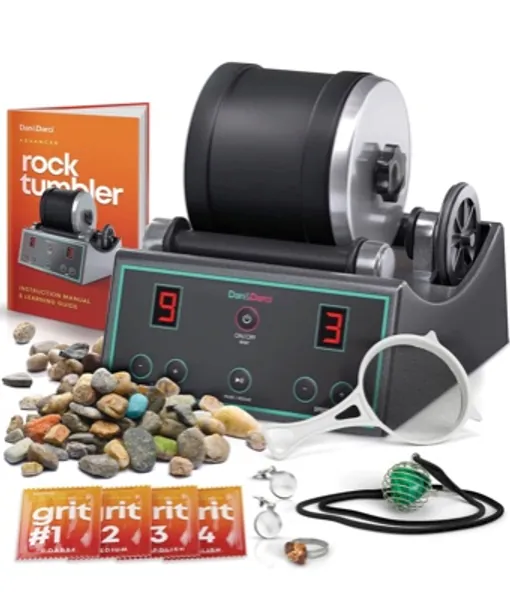 Advanced Professional Rock Tumbler Kit - with Digital 9-Day Polishing Timer & 3 Speed Settings - Turn Rough Rocks into Beautiful Gems : Great Science & STEM Gift for Kids All Ages : Geology Toy - 