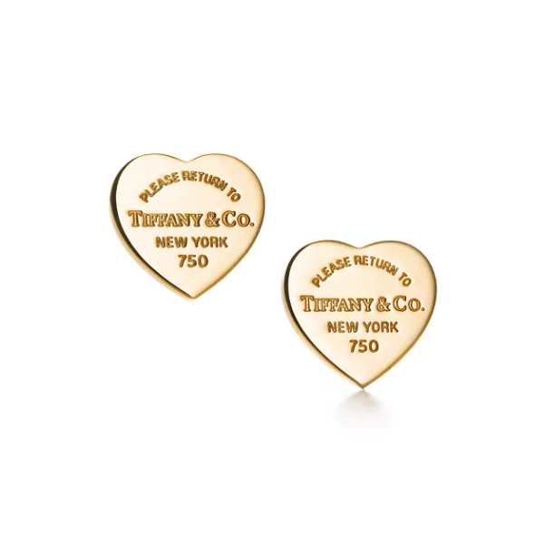 Return to Tiffany® Heart Tag Stud Earrings in Yellow Gold, Mini