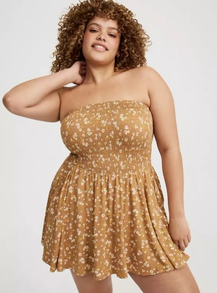 Crinkle Knit Smocked Tube Romper