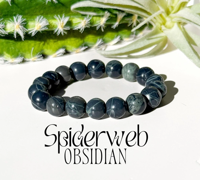 Spiderweb Obsidian Bracelet from Mexico, 10mm Spiderweb Obsidian Bracelet, Spiderweb Obsidian Jewelry, Obsidian Bracelet, Crystal Bracelet