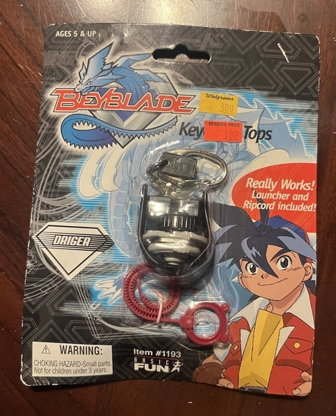 Beyblade Keychain Tops 1193 DAIGER Basic Fun FACTORY SEALED 2002 RARE