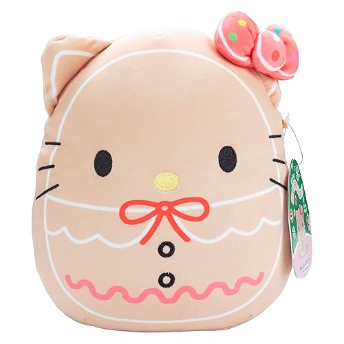 Squishmallows 8" Hello Kitty Gingerbread Plush - Official Kellytoy Christmas Plush - Cute and Soft Holiday Stuffed Animal Toy - Great Gift for Kids