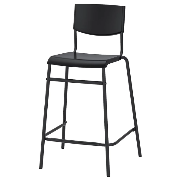 STIG Bar stool with backrest - black/black 24 3/4 "