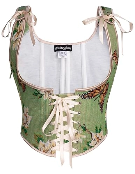 SCARLET DARKNESS Women Renaissance Corset Lace-up Front Underbust Bustier Top Floral Corsets Vest