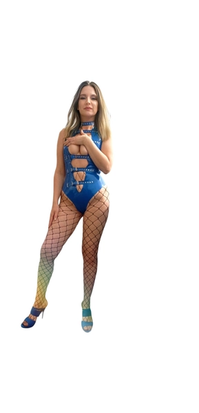 Fastened latex bodysuit