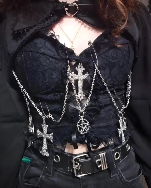 Gothic Bustier Corset Top Black Crop Top With Cross, Alternative Grunge Shirt, Tank Top Punk Vest E-girl Aesthetic, Y2K Streetwear - Etsy Ireland