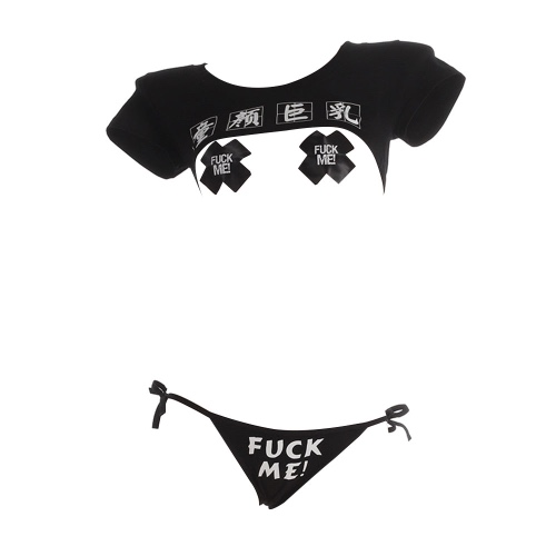 Japanese Anime Lingerie Bikini Set - L / Black