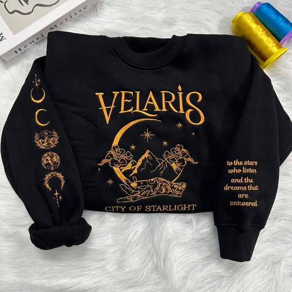 Velaris embroidered sweatshirt, ACOTA Velaris City Of Starlight Embroidered Shirt, The Night Court Shirt, SJM sweater, City of Starlight,