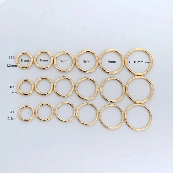 14K Solid Gold Hinged Clicker Hoops Huggie Hoops Cartilage Earrings Earlobe Helix Conch Hoops Gold Nose Rings Fine Cartilage Piercing Hoops