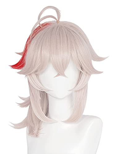 LeMarnia Red Mix Blonde Pink Bangs Curly Braid Wig for Cosplay Kazuha Costume Wig Halloween Party Wig - Pink/Red