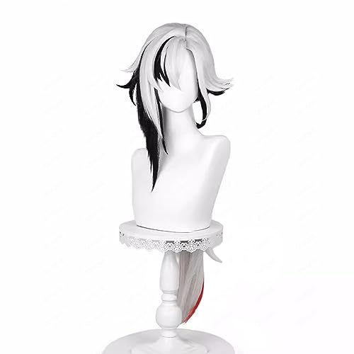 PRIOUTZ Costume Wig for Genshin Fontaine Arlecchino Cosplay Anime Party Wigs Women Silver White Black Side Part Synthetic Hair - for Arlecchino