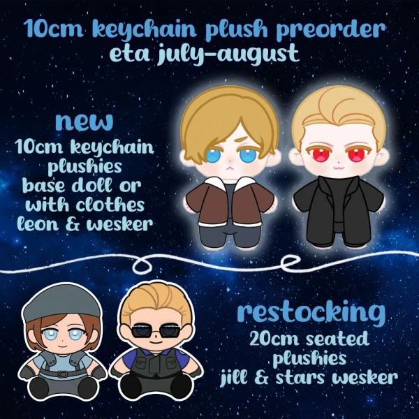 Preorder | Resident Evil 10cm Plush Keychains & 20cm Seated Plush Restocks