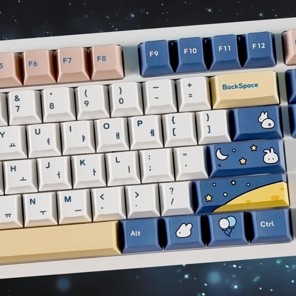 Moon Rabbit Korean Keycap Set, Cherry, PBT, Hangul Keycaps Kor/Eng, Korean Keyboard