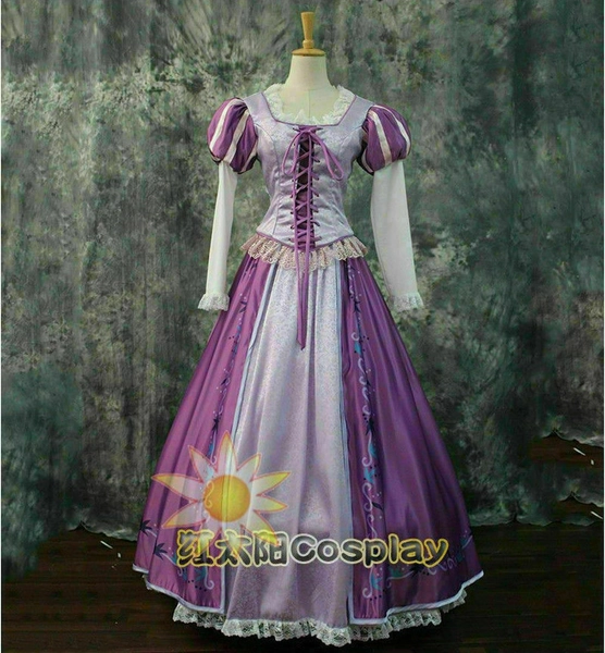 Rapunzel Costume Tangled Cosplay Dress Princess Adult Fancy Ball Gown Halloween{