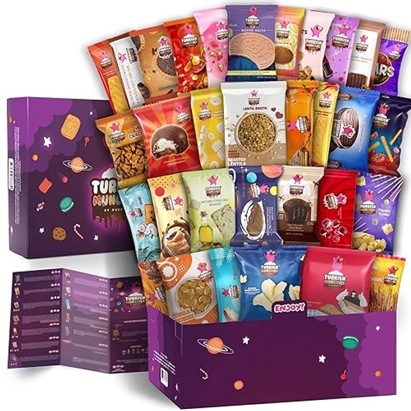 Turkish Munchies by Muekzoin Mega International Snack Box | Premium Exotic Foreign Snacks Unique Food Gifts Included Try Extraordinary Turkish Candies from Around the World 32 Full-Size