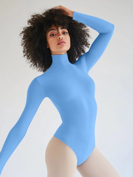  Sky Blue Long Sleeve Bodysuit + Gloves for Jester Cosplay