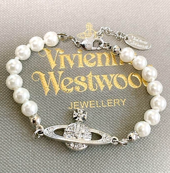 Vivienne Westwood Silver White Pearl Bracelet