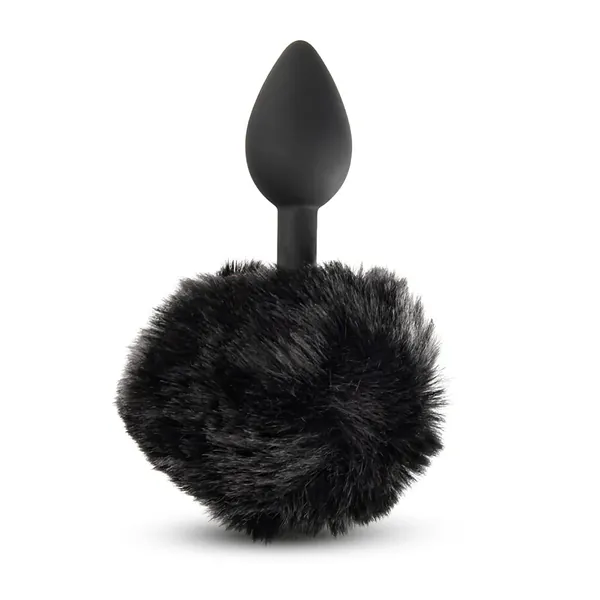 BeHorny Fluffy Bunny Tail Silikon Butt Plug, Schwarz