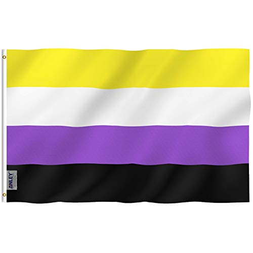 Anley Fly Breeze 3x5Pi Drapeau Pride Non-Binaire-Couleur Vive Résiste à la Décoloration-Double Couture-NB Drapeau d'Identité Genre Fierté en Polyester œillets en Laiton 3X5Pi - Unique