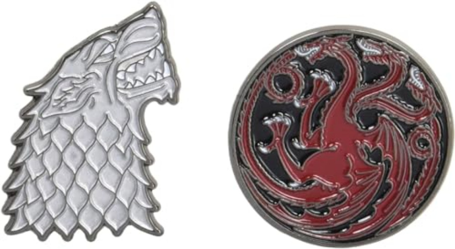 Game of Thrones Twin Pins: Stark and Targaryen Sigils: Two Enamel Pins (Enamel Pin Sets, Game of Thrones Buttons, Jewelry from Books) (Game of Thrones x Chronicle Books)
