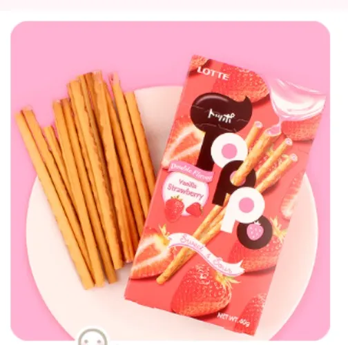 Buy Lotte Toppo Pretzel Sticks - Vanilla Strawberry at Tofu Cute