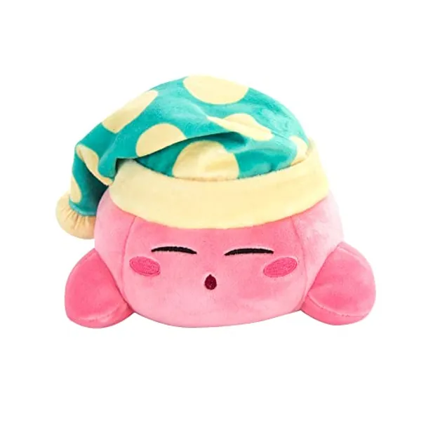 TOMY Club Mocchi Mocchi - Sleeping Kirby Junior Plüschtier 15 cm von Nintendo, super weiches Kissen, Schlafzimmer-Accessoires für Sammler sowie Mädchen und Jungen ab 3 Jahren